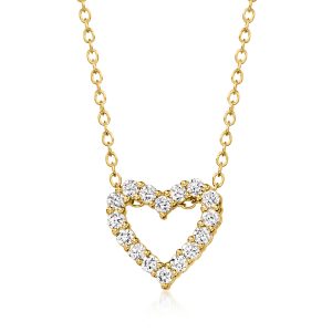 .25 ct. t.w. Lab-Grown Diamond Heart Pendant Necklace in 18kt Gold Over Sterling