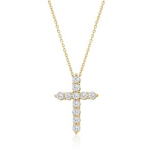 1.00 ct. t.w. Lab-Grown Diamond Cross Pendant Necklace in 18kt Gold Over Sterling