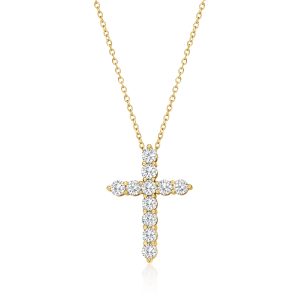 1.00 ct. t.w. Lab-Grown Diamond Cross Pendant Necklace in 18kt Gold Over Sterling