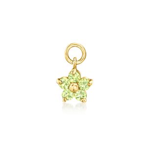 Peridot Flower Hoop Charms in 14kt Yellow Gold