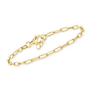 Italian 2.7mm 18kt Gold Vermeil Paper Clip Link Bracelet