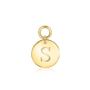 Italian 14kt Yellow Gold Personalized Disc Hoop Charms