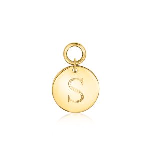 Italian 14kt Yellow Gold Personalized Disc Hoop Charms
