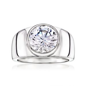 3.50 Carat Bezel-Set CZ Ring in Sterling Silver
