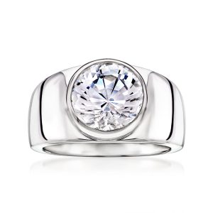 3.50 Carat Bezel-Set CZ Ring in Sterling Silver