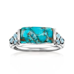 Turquoise and .10 ct. t.w. Sky Blue Topaz Ring in Sterling Silver
