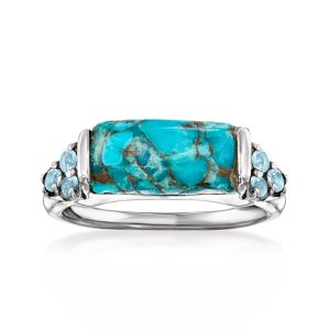Turquoise and .10 ct. t.w. Sky Blue Topaz Ring in Sterling Silver