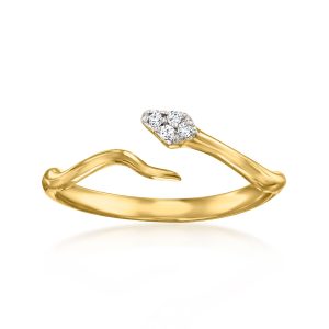 Lab-Grown Diamond Snake Bypass Ring in 18kt Gold Vermeil