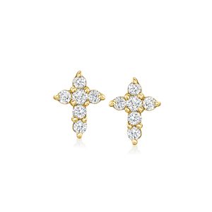 .10 ct. t.w. Diamond Cross Earrings in 10kt Yellow Gold