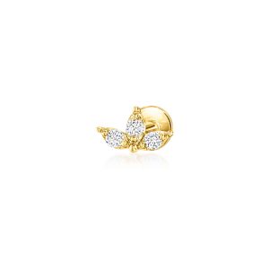 Lab-Grown Diamond Three-Stone Flat-Back Stud Earrings in 14kt Yellow Gold