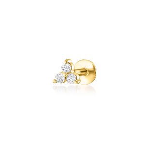 Lab-Grown Diamond Three-Stone Flat-Back Stud Earrings in 14kt Yellow Gold