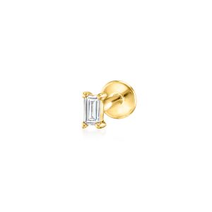 Baguette Lab-Grown Diamond Flat-Back Stud Earrings in 14kt Yellow Gold