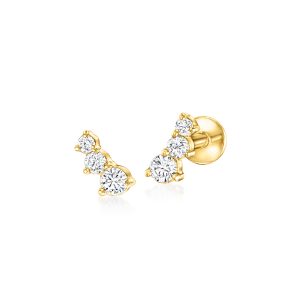 .15 ct. t.w. Lab-Grown Diamond Graduated Three-Stone Flat-Back Stud Earrings in 14kt Yellow Gold