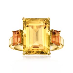 12.00 ct. t.w. Citrine Ring in 18kt Gold Over Sterling