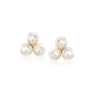 4-4.5mm Cultured Pearl Trio Earrings in 14kt Yellow Gold