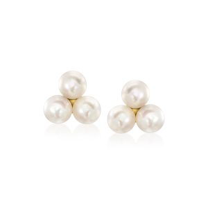 4-4.5mm Cultured Pearl Trio Earrings in 14kt Yellow Gold