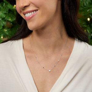 .15 ct. t.w. Lab-Grown Diamond Station Necklace with Sapphires in Sterling Silver. 18"