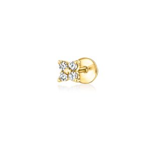 .10 ct. t.w. Diamond Clover Flat-Back Stud Earrings in 10kt Yellow Gold