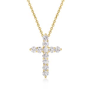 .50 ct. t.w. Lab-Grown Diamond Cross Pendant Necklace in 14kt Yellow Gold