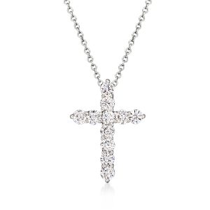 .50 ct. t.w. Lab-Grown Diamond Cross Pendant Necklace in 14kt White Gold