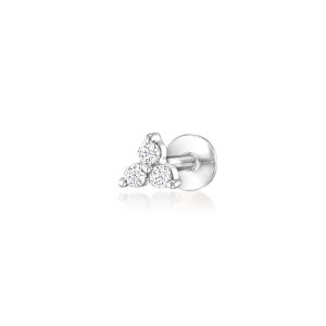 Lab-Grown Diamond Three-Stone Flat-Back Stud Earrings in 14kt White Gold