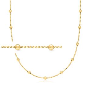 Italian 18kt Gold Over Sterling Bead Station Necklace