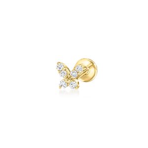 Lab-Grown Diamond Butterfly Single Flat-Back Stud Earring in 14kt Yellow Gold