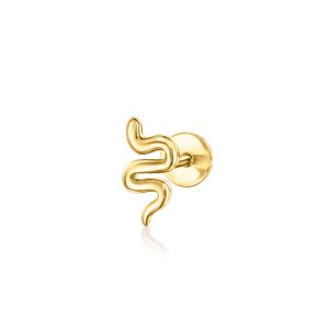 14kt Yellow Gold Petite Snake Flat-Back Stud Earrings