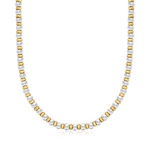 Italian Sterling Silver and 22kt Gold Over Sterling Bead Necklace