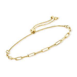 18kt Gold Vermeil Paper Clip Link Bolo Bracelet