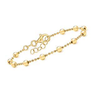 Italian 4mm 18kt Gold Vermeil Bead Station Bracelet