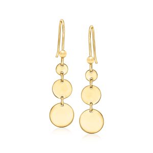 Italian 18kt Gold Vermeil Graduated Disc Drop Earrings