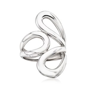 Italian Sterling Silver Abstract Floral Ring