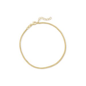 Italian 2mm 18kt Gold Vermeil Bead-Chain Anklet. 9"