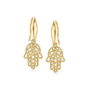 Italian 18kt Gold Vermeil Hamsa Drop Earrings