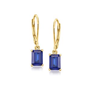 2.30 ct. t.w. Lab-Grown Sapphire Drop Earrings in 18kt Gold Vermeil