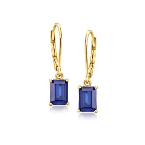 2.30 ct. t.w. Lab-Grown Sapphire Drop Earrings in 18kt Gold Vermeil