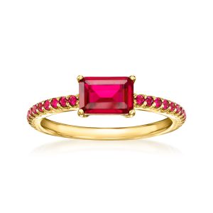 1.10 ct. t.w. Lab-Grown Ruby Ring in 18kt Gold Vermeil