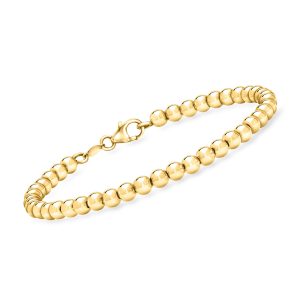 Italian 4mm 14kt Yellow Gold Bead Bracelet