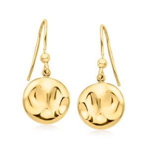 Italian 18kt Gold Over Sterling Hammered Disc Drop Earrings