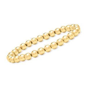 Italian 6mm 18kt Gold Over Sterling Bead Stretch Bracelet
