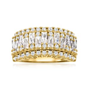 2.40 ct. t.w. CZ Ring in 18kt Gold Over Sterling