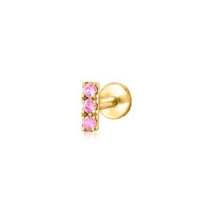 Pink Sapphire Bar Flat-Back Stud Earrings in 14kt Yellow Gold