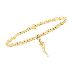 3mm 18kt Gold Vermeil Bead Stretch Bracelet with Italian Horn Charm