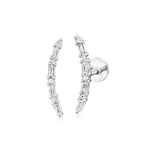 .10 ct. t.w. Diamond Flat-Back Ear Climbers in Sterling Silver