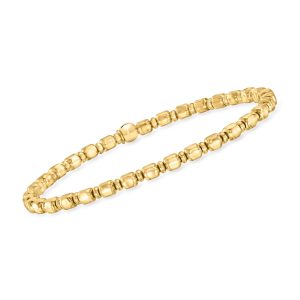 Italian 18kt Gold Vermeil Square and Round Bead Stretch Bracelet