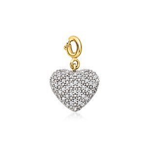 .20 ct. t.w. Diamond Heart Charm in 18kt Gold Over Sterling
