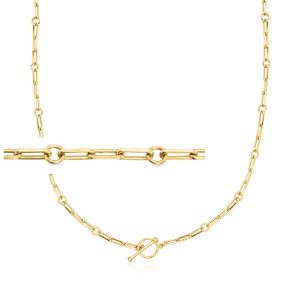 18kt Gold Over Sterling Charm-Compatible Paper Clip Link Toggle Necklace
