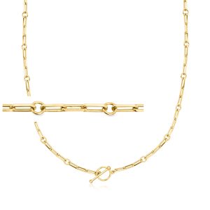 18kt Gold Over Sterling Charm-Compatible Paper Clip Link Toggle Necklace