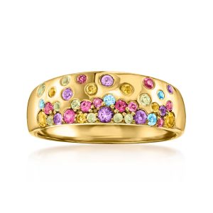 .45 ct. t.w. Multi-Gemstone Scattered Ring in 18kt Gold Over Sterling